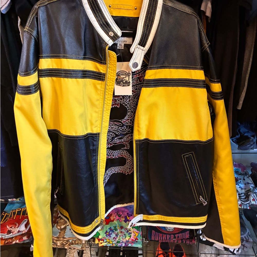 Yellow and Black Leather Jacket